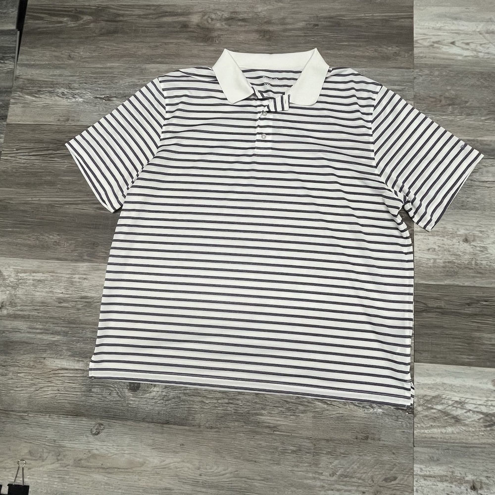 Reebok Golf Polo Shirt 3XL XXXL Stretch Performance Purple‎ Lightweight Striped